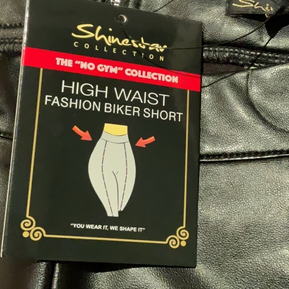 Shinestar | Faux Leather High Waisted Bike Shorts | Black in L NWT